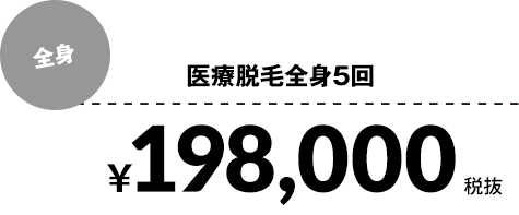 医療脱毛全身5回¥198,000税抜