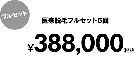 医療脱毛フルセット5回¥388,000税抜